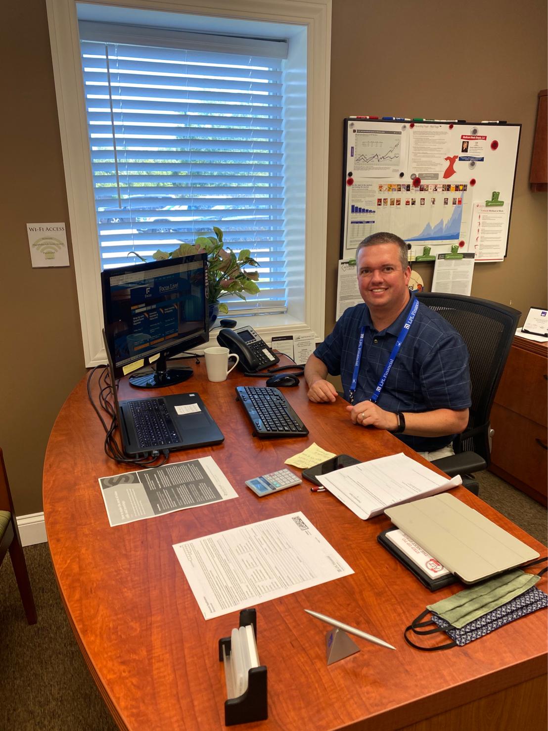 Pat in his office ready fora breakout session