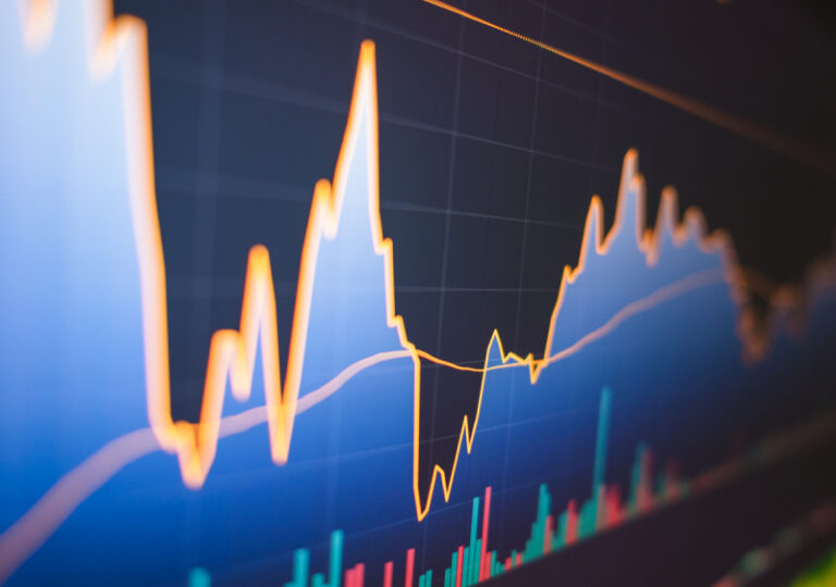 Graph showing fluctuations in stock market values